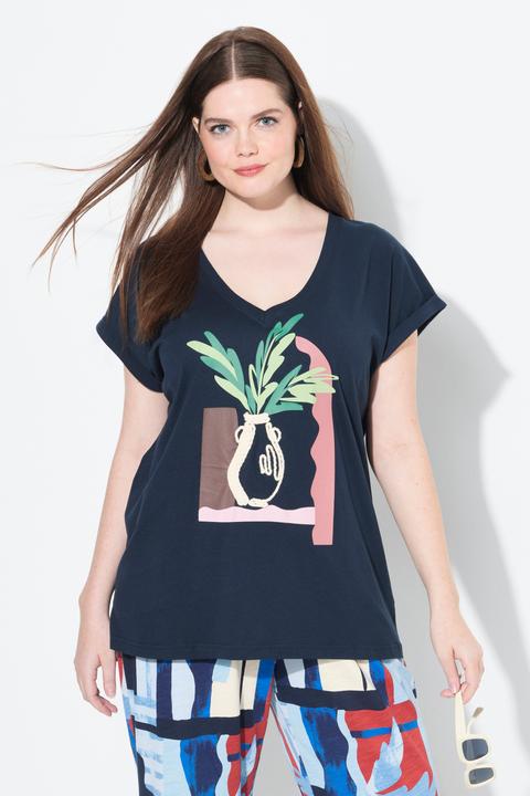 Produktbild Ulla Popken T-Shirt, Vase, V-Ausschnitt, Halbarm (58)