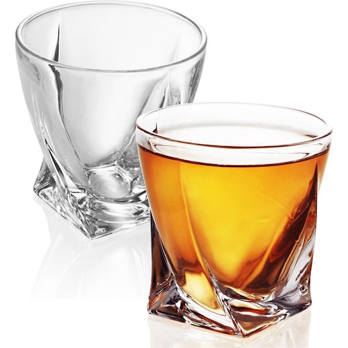 Intirilife 2x Whisky Glas 'TWISTED, Cocktailgläser, Transparent