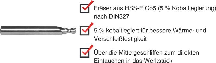 Immagine prodotto Paulimot Langlochfräser Ø 3,0 mm 45°, 2-schneidig