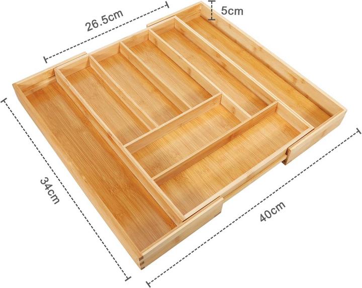 Actual product image Intirilife Bamboo cutlery tray with 8 compartments