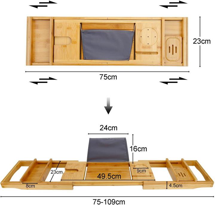 Actual product image Intirilife Bamboo Bath Shelf