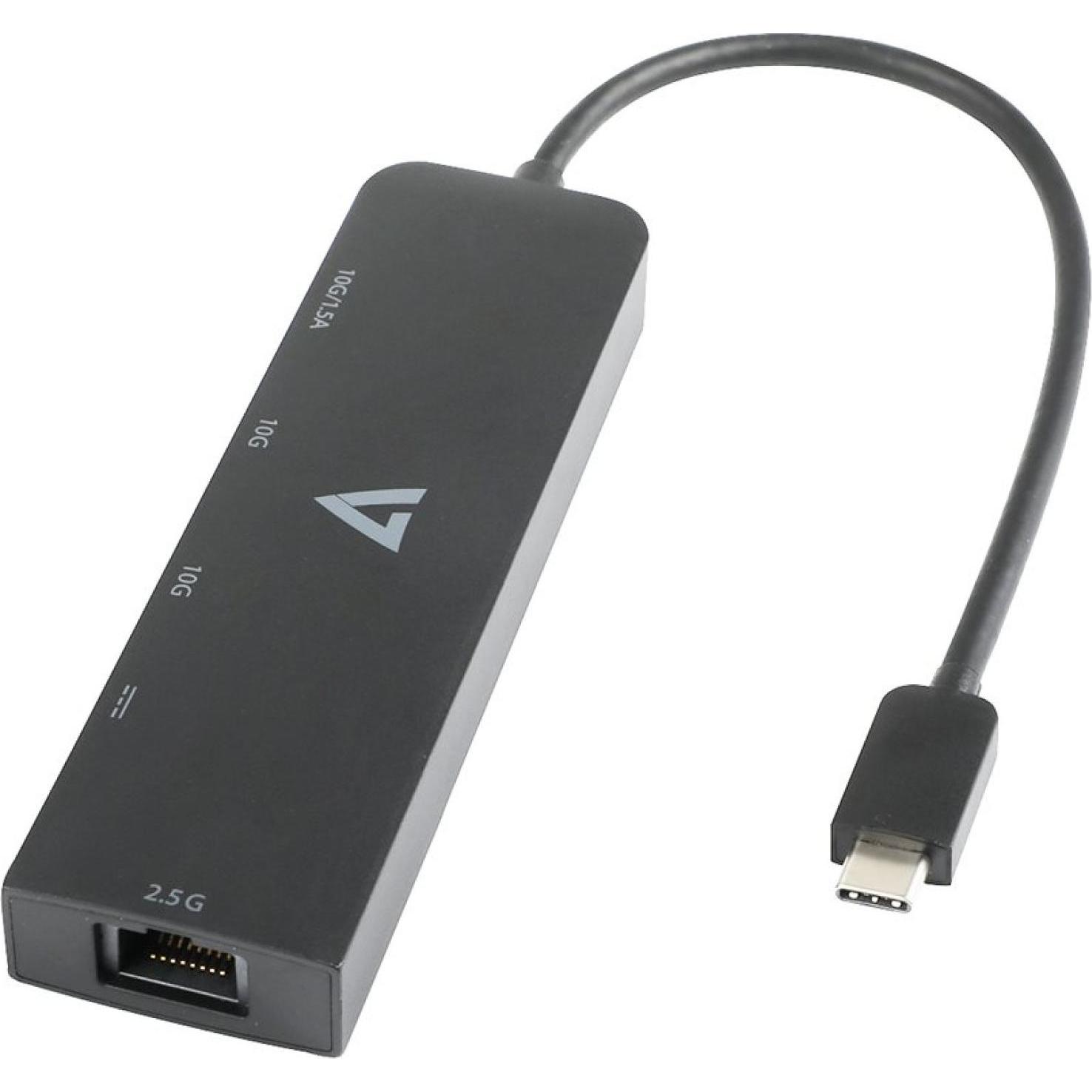 V7 USB-C to ETHENET 2.5G Adapter (USB-C, 4 Ports) (V7UCRJ25GHUB-BLK)
