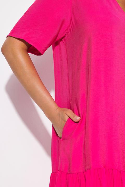 Produktbild Ulla Popken Midikleid, Volantsaum, A-Linie, V-Ausschnitt, Halbarm (46, 48)