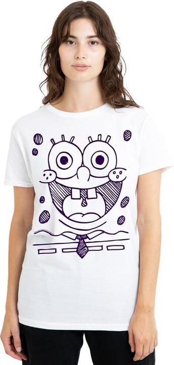 Actual product image Spongebob Squarepants Unisex Adult Grin Felt Pen T-Shirt (M)