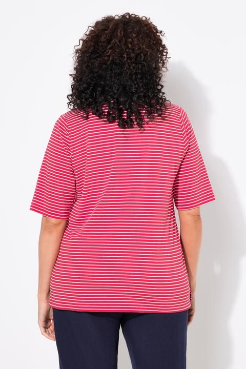 Actual product image Ulla Popken Striped Short Sleeve Polo Collar Tee (62)
