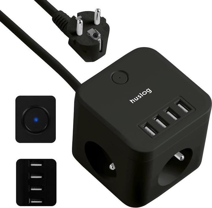 Immagine prodotto Huslog prolunga a 3 prese nera EMX-190224 (4 porte)