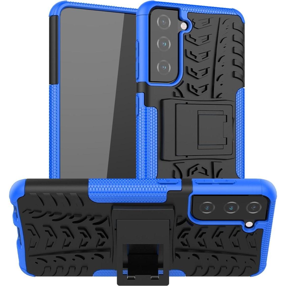 König Design Hülle Handy Schutz für Samsung Galaxy S21 Case Cover Tasche Etuis Bumper Blau (Samsung Galaxy S21+), Smartp...