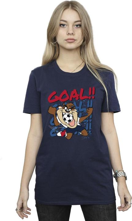 Actual product image Looney Tunes Womens/Ladies Taz Goal Goal Goal Cotton Boyfriend T-Shirt (S)