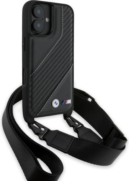 Actual product image BMW BMHCP16M23PSCCK iPhone 16 Plus 6.7" czarny/black hardcase M Edition Carbon Stripe & Strap (Apple iPhone 16 Plus)