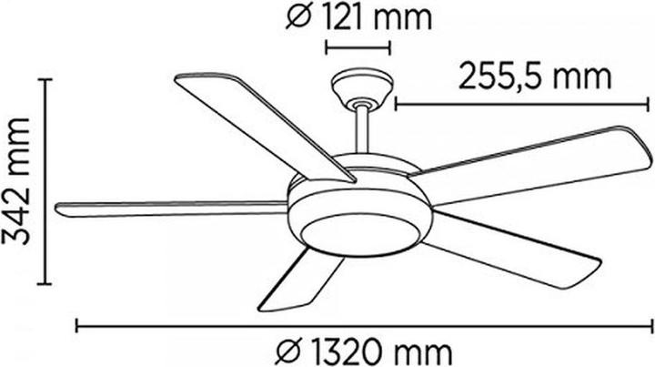 Produktbild Wonderlamp Plafondventilator mit Licht, 5 Flügel, Fernbedienung, für Räume 13-18 m2