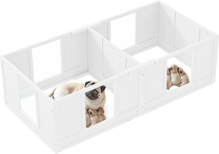 PawHut Wurfkiste für Welpen Kiefernholz, MDF Weiss (Cuccia per cani)