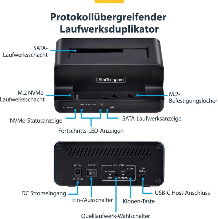 Produktbild StarTech HDD Acc M.2 NVMe to 2.5/3.5" SATA Cloner