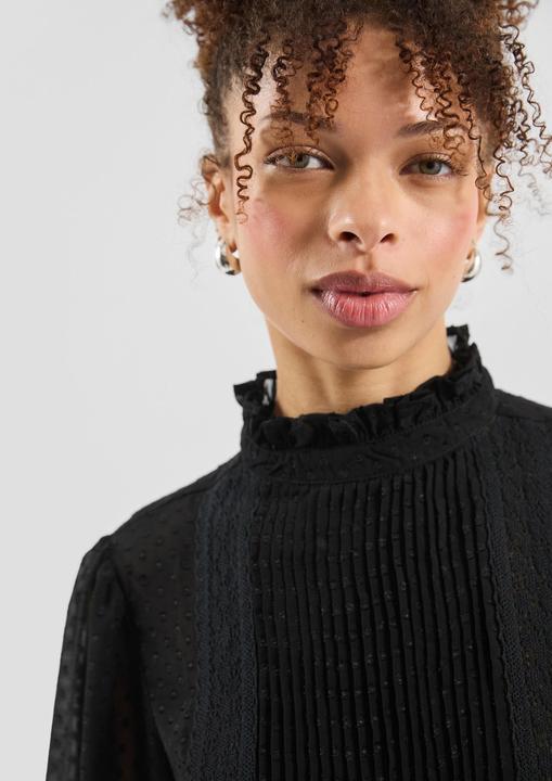 Immagine prodotto s.Oliver Bluse Transparente Chiffonbluse Biesen und Rüschen am Stehkragen (42)