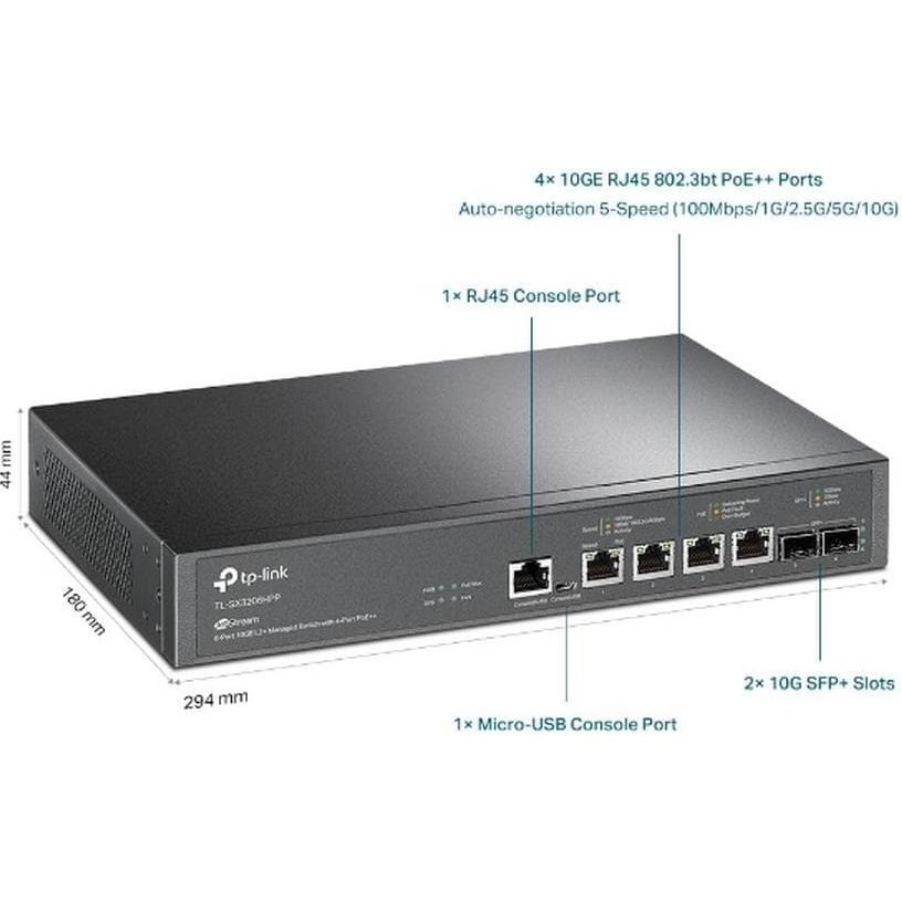 Thumbnail - TP-Link TL-SX3206HPP (6 Ports), Netzwerk Switch, Schwarz
