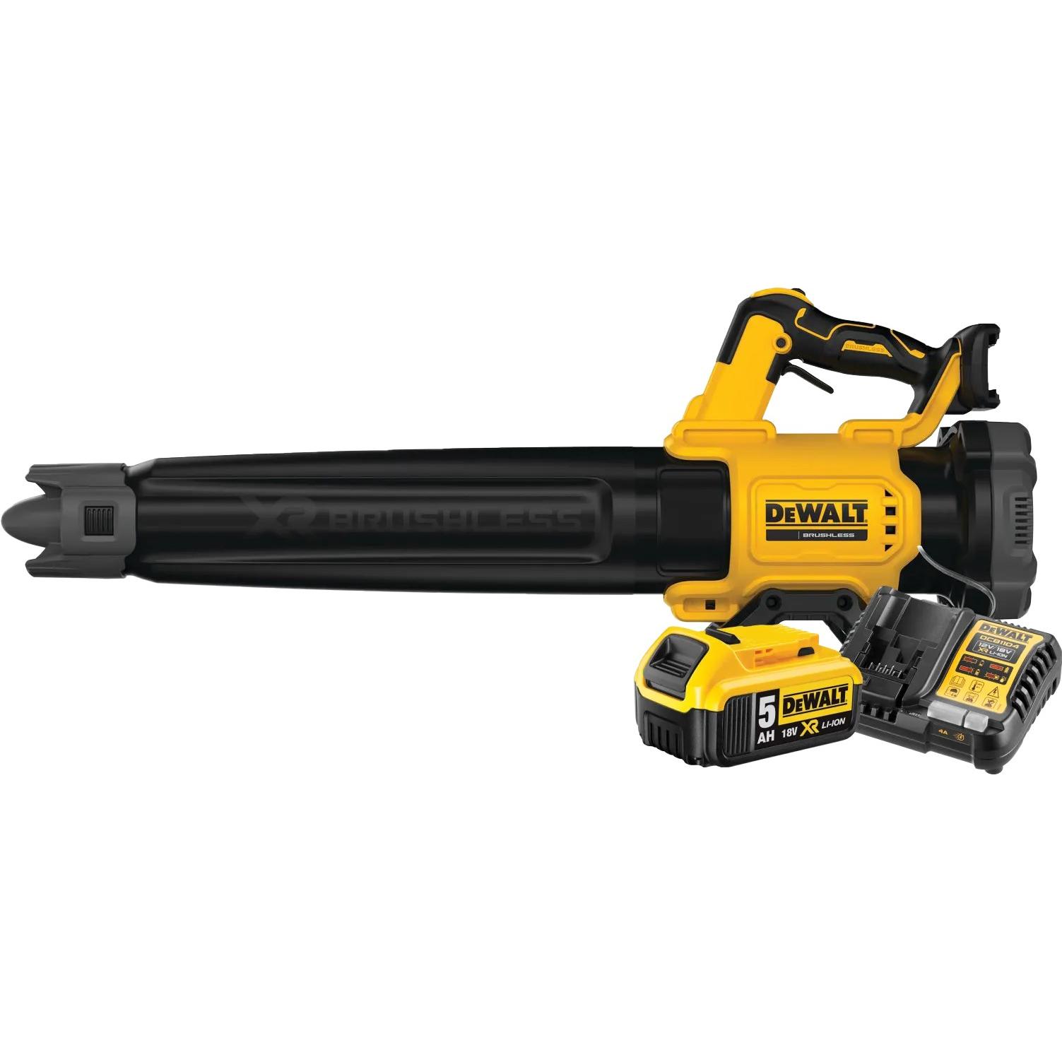 DeWalt, Aspirafoglie + Soffiafoglie, 18V XR Axiale 5,0 Ah Accu Starterspakket (Batteria ricaricabile, Soffiafoglie)
