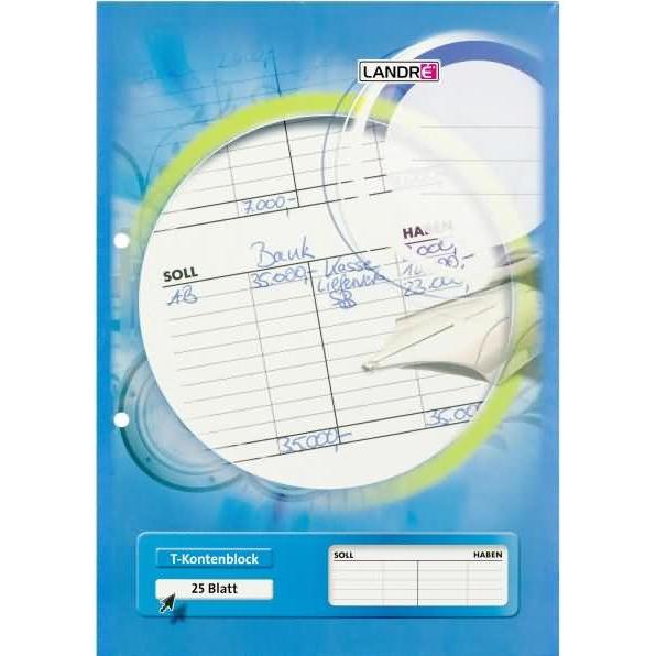 Thumbnail - Landré, Heft + Block, A4 kopfgeleimter T-Kontenblock (A4, Harter Einband)