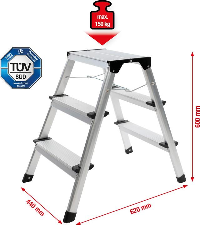 Actual product image KS Tools Aluminium step ladder | 800.0965 (Scaffolding, 62 cm)