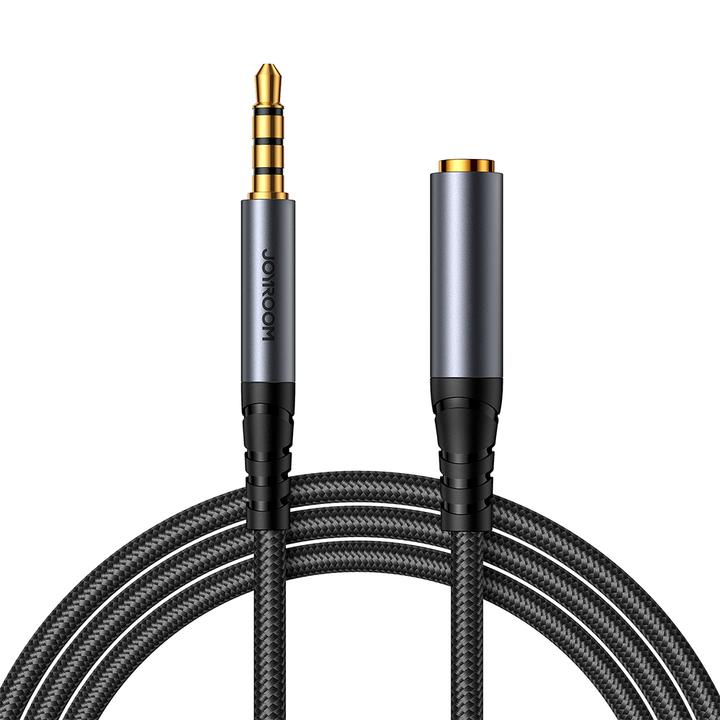 Joyroom stereo audio cable AUX 3.5 mm mini jack (male) - mini jack (female) 1.2 m black (SY-A09) (1.20 m, AUX cable)