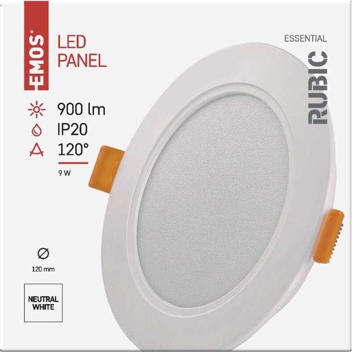 Produktbild Emos LED-Einbauleuchte RUBIC, rund, weiss, 9W, neutralweiss (900 lm)