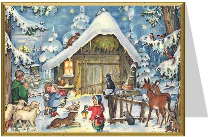99205 - Weihnachtskarte - Weihnachten am Stall