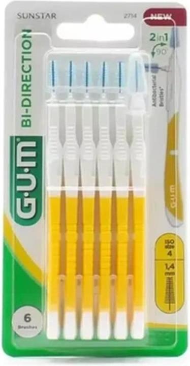 Actual product image GUM BI-Direction ISO 4 Interdental Brush for Cleaning Tooth Back/Frontal 1.4mm - Pack of 6 (6x, 1.40 mm)