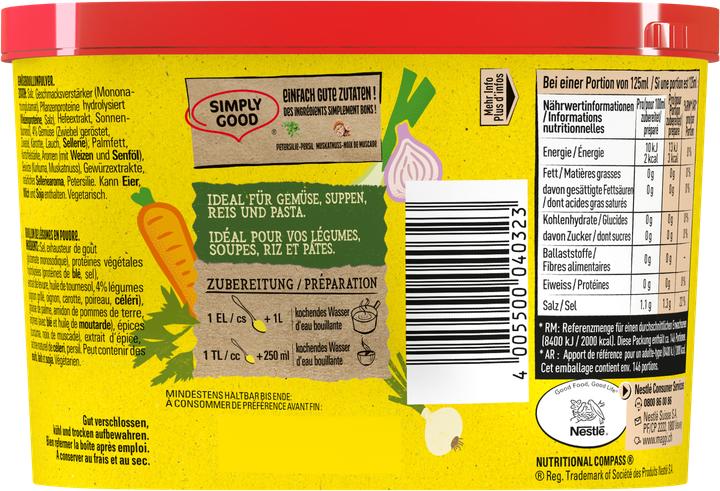 Valeurs nutritives et ingrédients Maggi Bouillon de légumes Poudre