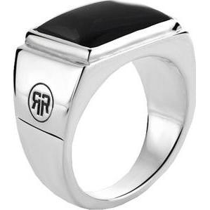 Rebel, Ring, Rose - Timeless Square Onyx Lowneck Silver Ring RR-RG030-S - Circuit: 69mm, (69)