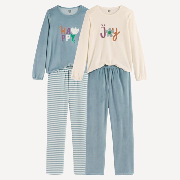 Produktbild La Redoute Collections 2er-Pack Langarm-Pyjamas aus Velours (104)