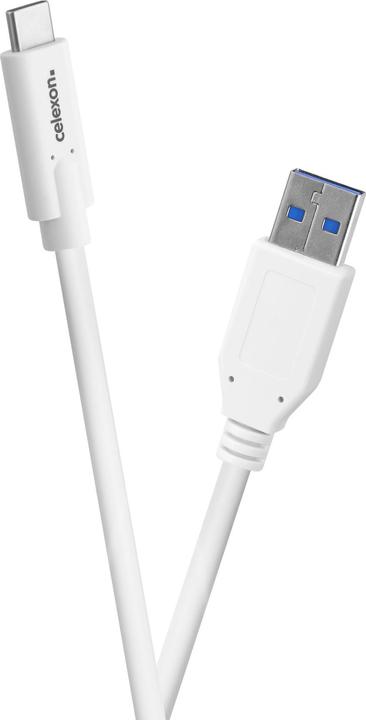 Produktbild Celexon USB-C auf USB-A Kabel - USB 3.2 Gen 2x1 0,5m, weiss (0.50 m, USB 3.2 Gen 2, 15 W)