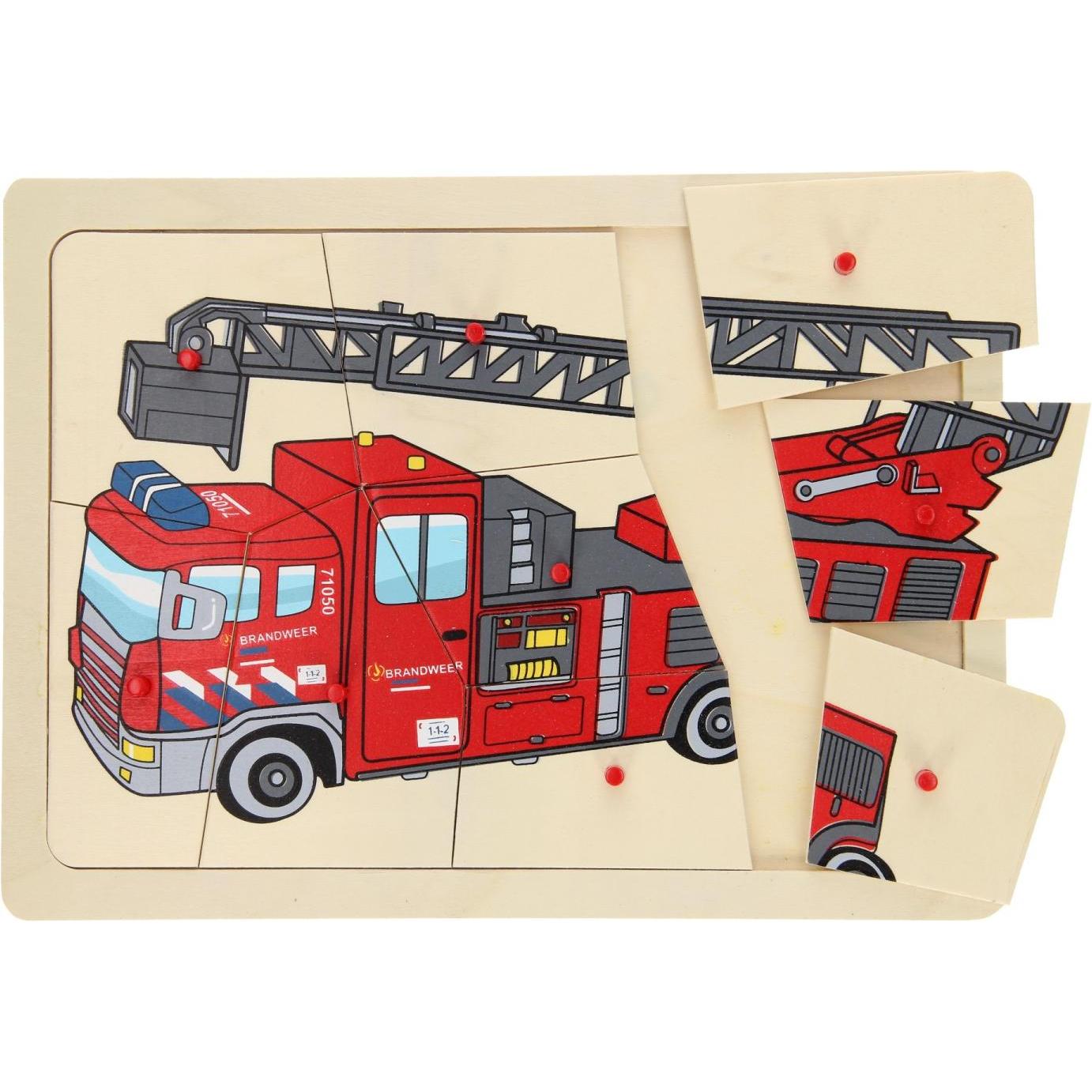 Playwood Holz-Knopfpuzzle Feuerwehr, 9-tlg. (9 pezzi)