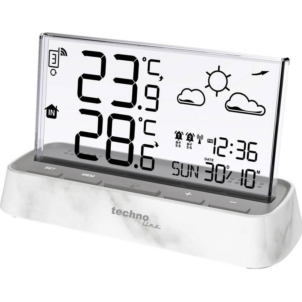 Technoline Techno Line WS6782 Funk-Thermometer Anzahl Sensoren max. 3 St., Stazione meteo, Bianco