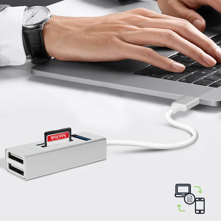 Actual product image LinQ 5-in-1 USB hub, 3x USB ports and micro SD card reader (USB-A, 3 Ports)