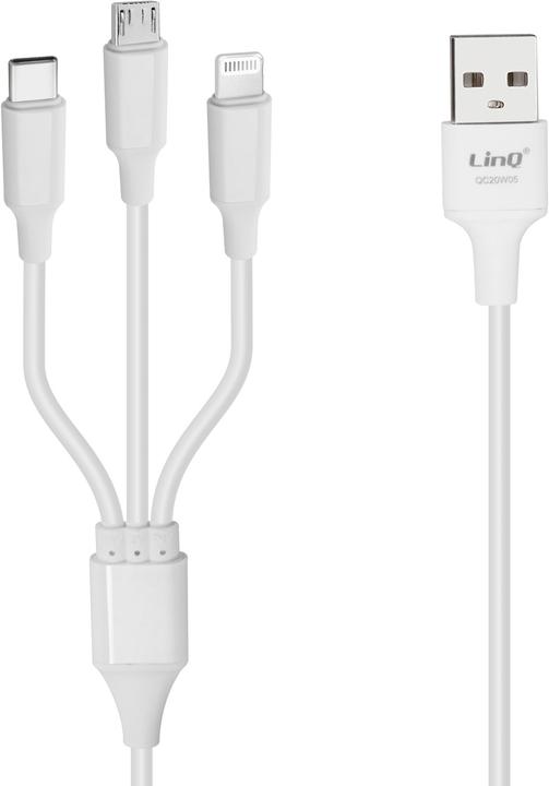 Image du produit LinQ Câble USB 3 en 1, USB-C / Lightning / Micro-USB (1.20 m, USB 3.2 Gen 1)