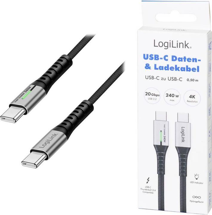Immagine prodotto LogiLink Prüfen (0.50 m, USB 3.2 Gen 2x2, 240 W)