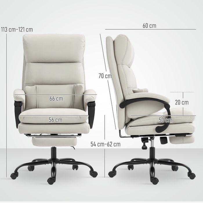 Produktbild Swisshandel24 Bürostuhl, Lendenwirbelstütze, Armlehne, Fussstütze, Kunstleder, Hellgrau (46 - 62 cm)