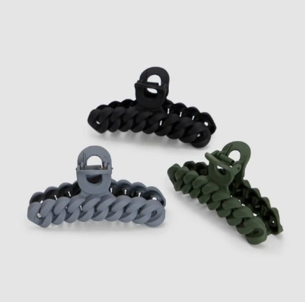 Immagine prodotto Kitsch Claw Clips 3er Set - Schwarz/Moos (3 pz.)