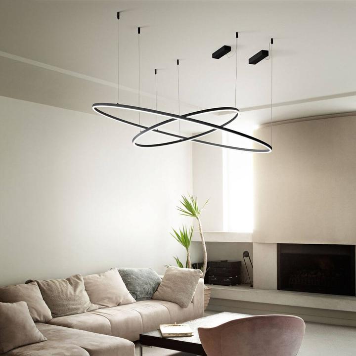 Image du produit Ideal lux ORACLE SLIM LED Suspension 76W ⌀1500mm dimmable noir blanc chaud 304458 (7050 lm)