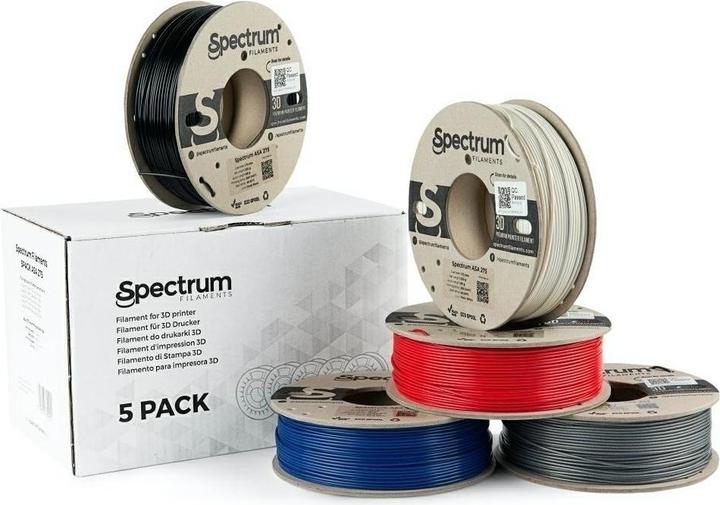 Actual product image Filament ASA 5 Pack 1.75mm (ASA, 1.75 mm, 1250 g, Multicoloured)