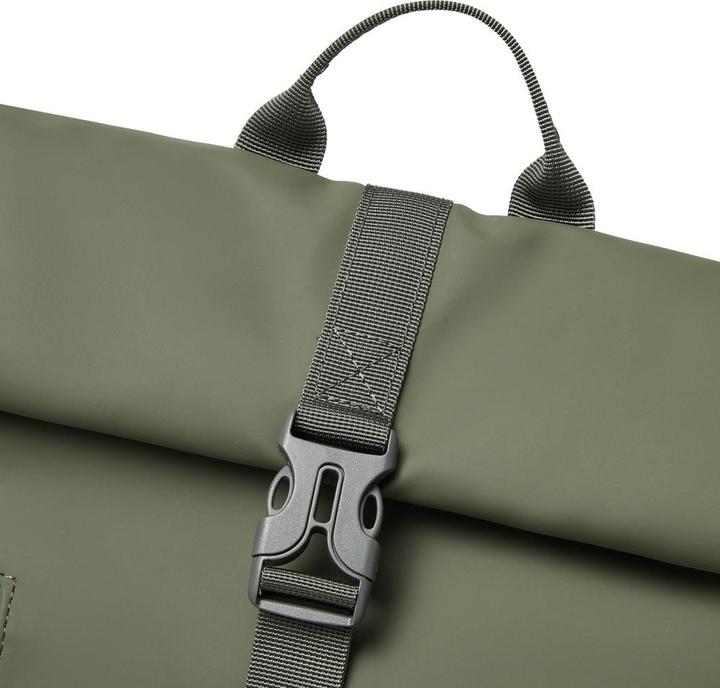 Actual product image Rivacase Rolltop Eco Waterproof RPET PU Leather Backpack for Men and Women, Olive Green (17 l)
