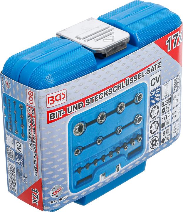 Actual product image BGS Bit and Socket Set E-Type / T-Star (for Torx) 17 pcs.