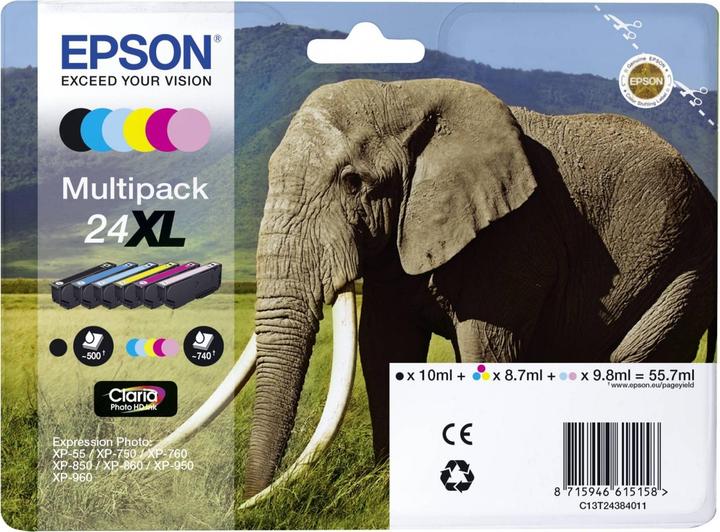 Produktbild Epson T2438 Elephant (M, C, Y, LC, LM, BK)