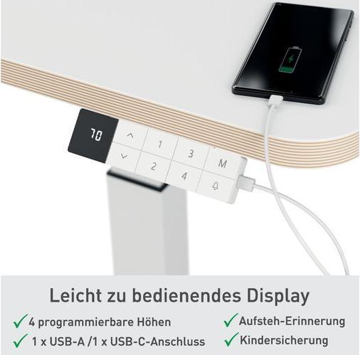 Actual product image Leitz Ergo Compact Workstation Electric height-adjustable desk (80 x 60 x 130 cm)