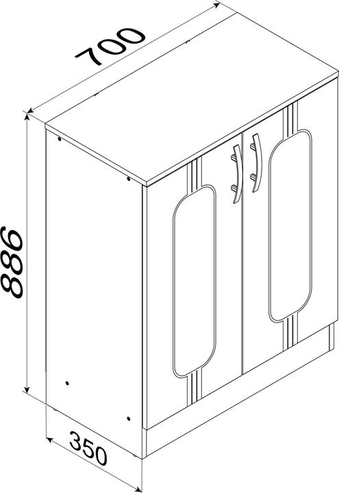 Actual product image VCM Wooden Chest of Drawers Sideboard Highboard Sideboard Cabinet Balia 2 Hinged Doors (70 x 36 x 87 cm)