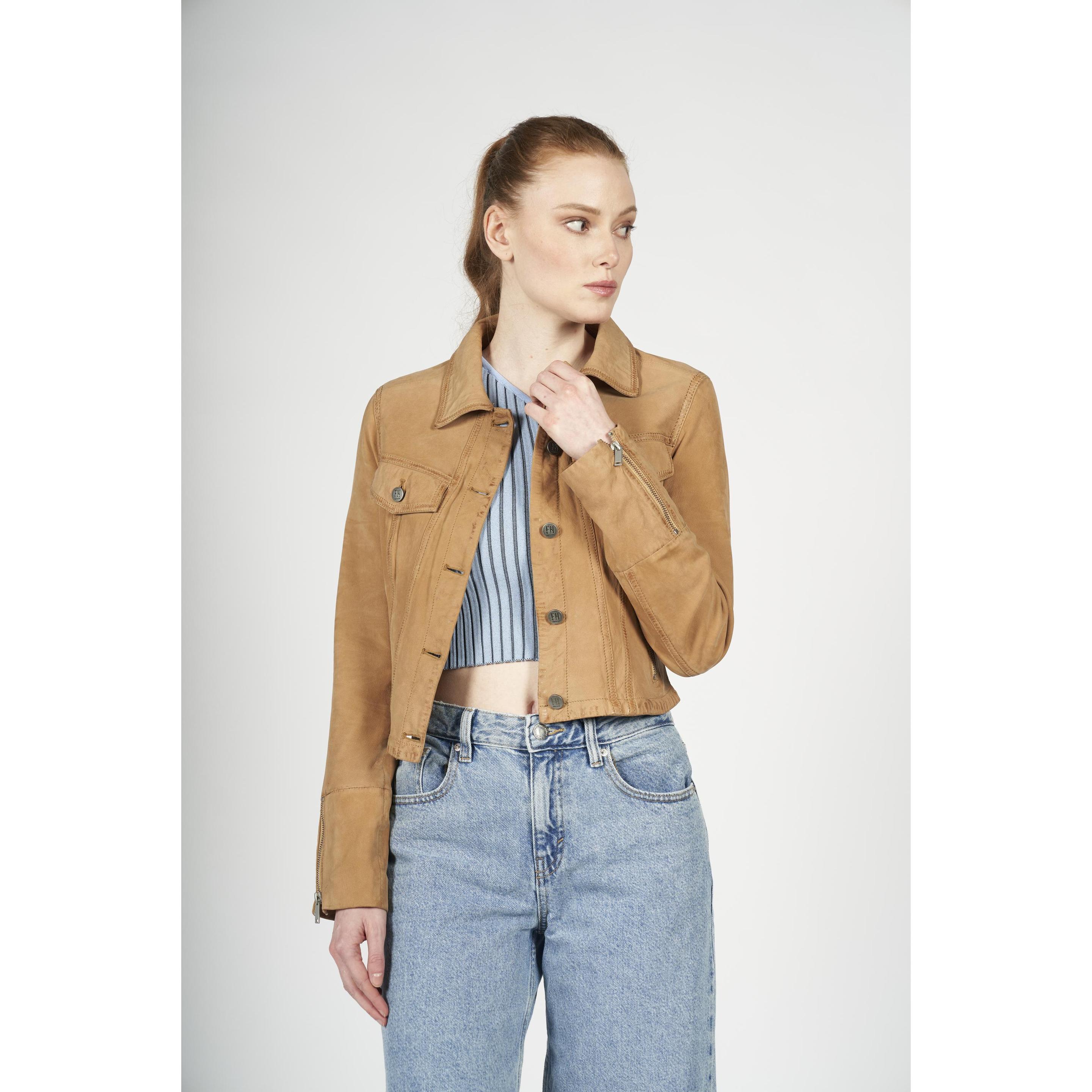 Thumbnail - Freaky Nation, Damen, Jacke, ederjacke nea (L), Beige, L