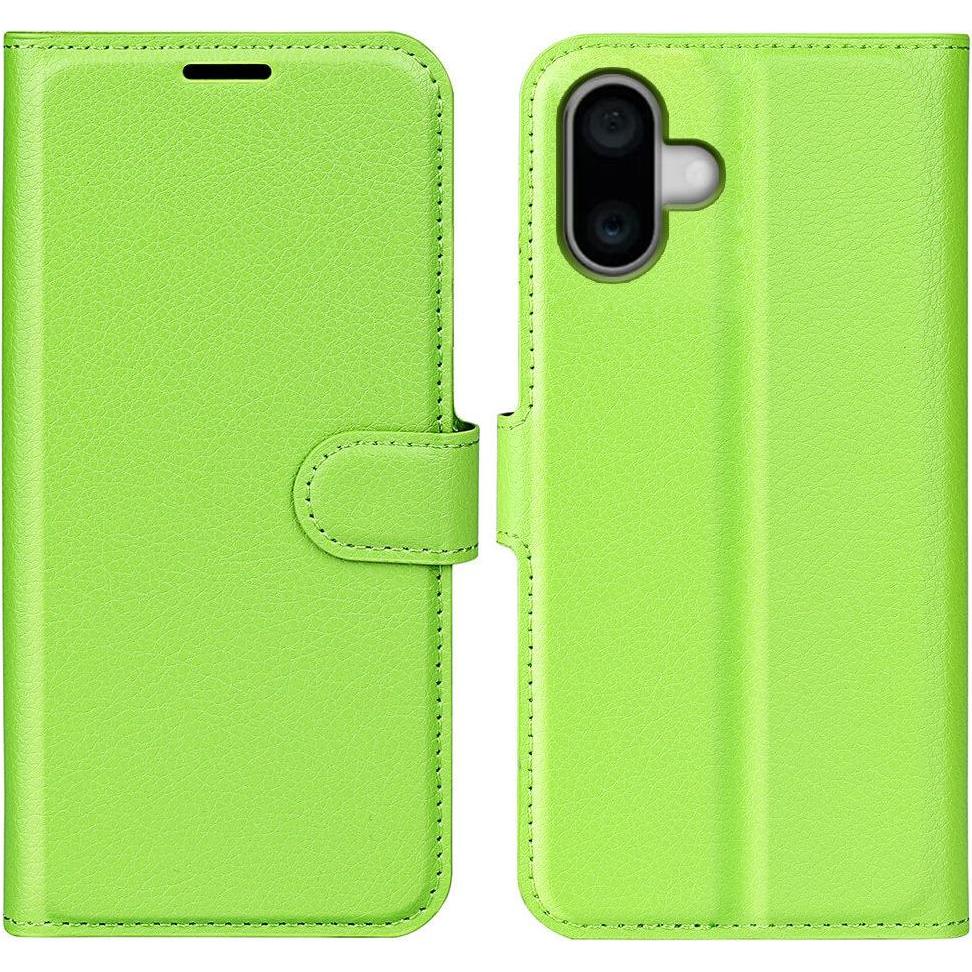 Cover-Discount iPhone 16 - Leder Etui Hülle (Apple iPhone 16), Smartphone Hülle, Grün