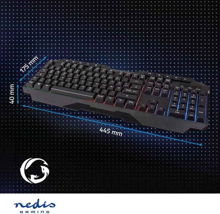 Produktbild Nedis Wired Gaming Keyboard | USB Type-A | Folientasten | LED | QWERTZ | DE-Layout | Netzkabellänge: (Deutschland, Kabelgebunden)