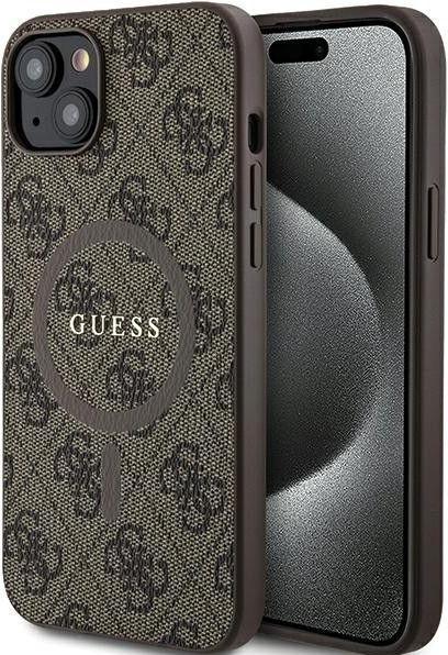 Guess GUHMP14SG4GFRW iPhone 14 / 15 / 13 6.1" brązowy/brown hardcase 4G Collection Leather Metal Log (Apple iPhone 14)