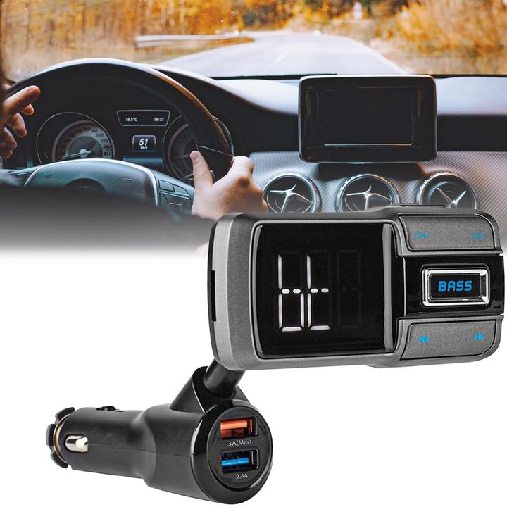 Immagine prodotto Nedis Trasmettitore FM per auto a collo d'oca Vivavoce con schermo a LED da 2,0" Bluetooth® QC 3.0 /