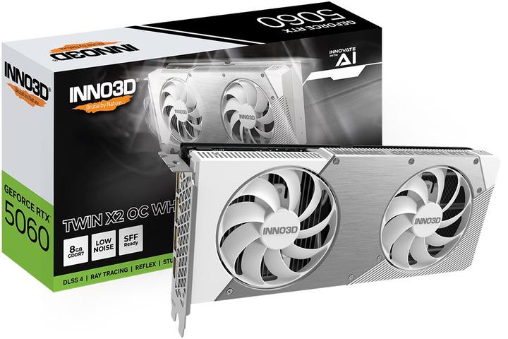 Produktbild Inno3D RTX5060 Twin X2 OC WHITE 8GB GDDR7 HDMI 3xDP (8 GB, GDDR7)