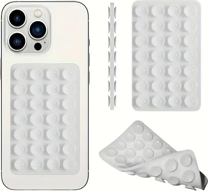 PhoneLook Patch en silicone support universel double côté à ventouse pour téléphone forte adhérence Blanc